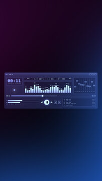Retro Digital Media Music Player UI Visualizer Vertical Screen Loop