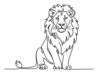 Obraz premium Continuous single line of a sitting lion