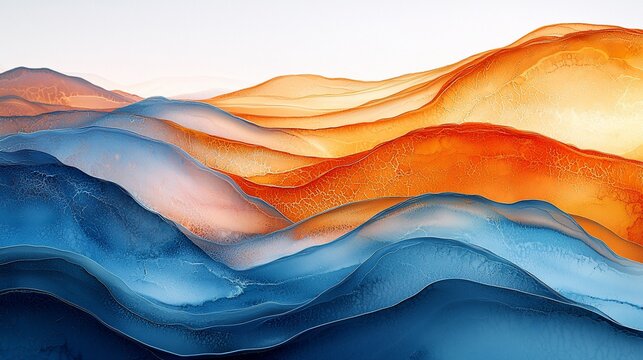 Abstract, Fluid, Mountains, Sunrise, Layers, Art, Colors, Background, Wallpaper