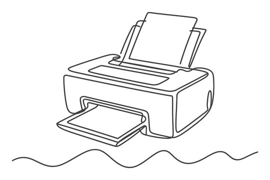 Continuous single line of a modern office printer