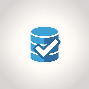 Blue database icon with a green check mark symbol