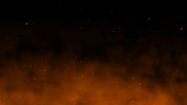 Orange Cloud smoke fire particles drift with glowing embers in digital motion suitable for dynamic backgrounds or fiery effects.