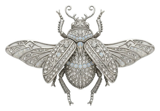 Ornate jeweled beetle with wings extended