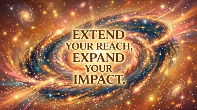 Inspirational Quote Extend Your Reach Expand Your Impact Over Vibrant Galaxy Background