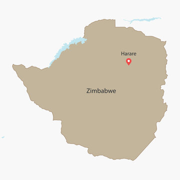 Vector graphic artwork suitable for print and web containing flat detailed map of ZIMBABWE