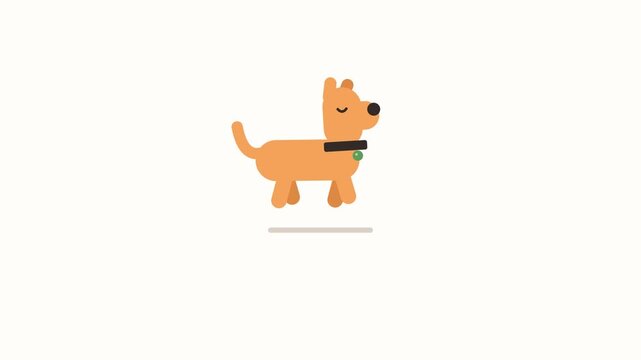 Minimalist flat design animation of a cute dog walking