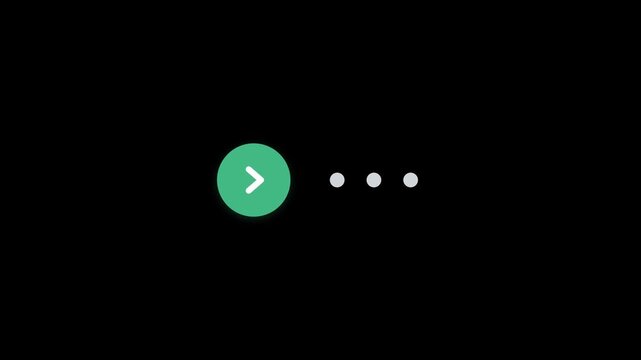 Minimalist UI navigation button with arrow icon and pagination dots on black background