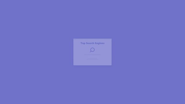 Minimalist motion graphic animation of a search engine interface on a solid background