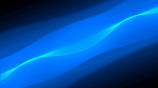Blue light waves flow through a dark abstract digital space. Technology presentations, digital media backdrops, and website hero sections.