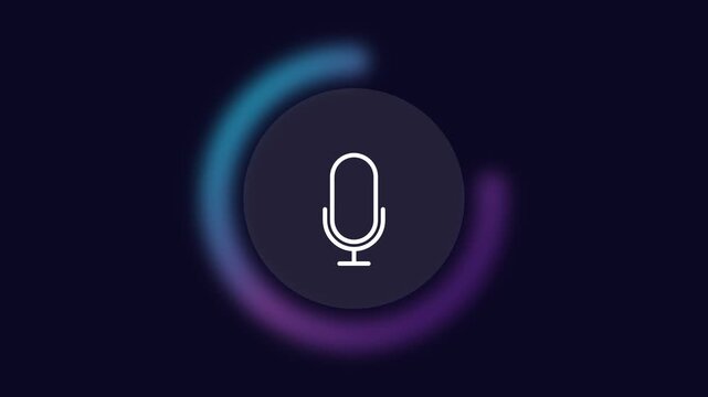 Voice assistant microphone icon with glowing circular progress animation