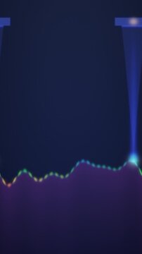 Chromatic Confocal Sensor Rainbow Cone Tracing Surface Profile With Color Coded Points Seamless Loop in calm navy tones vertical 9:16