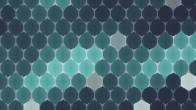 Glowing hexagonal tech grid pulsing honeycomb energy cells seamless loop in deep teal tones