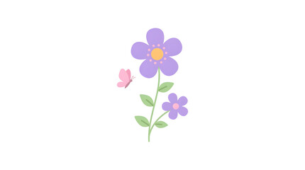 Obraz premium Purple Flower Bright Butterfly Garden Scene minimal