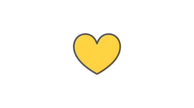 Yellow Heart Icon On White Background