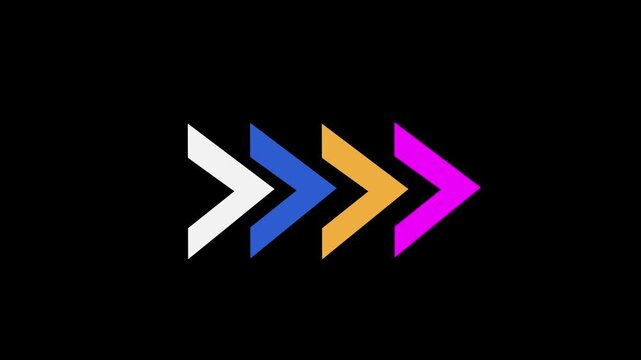 Minimalist animated arrows sequence colorful directional motion loop animation desi