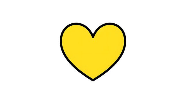 Bright Yellow Heart Icon Centered On White Background