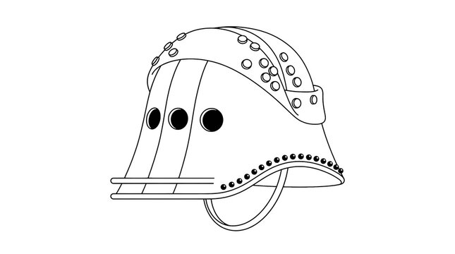 Vintage Ice Hockey Helmet Line Art