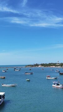 Vertical Aerial View of Fishing Boats at Pamban Harbour Rameswaram Tamil Nadu India