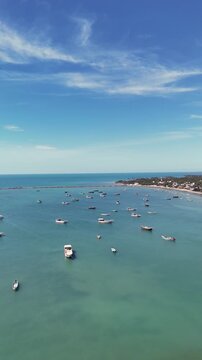 Vertical Aerial View of Fishing Boats at Pamban Harbour Rameswaram Tamil Nadu India