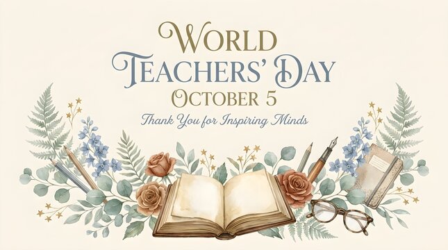 Elegant World Teachers Day Floral Poster