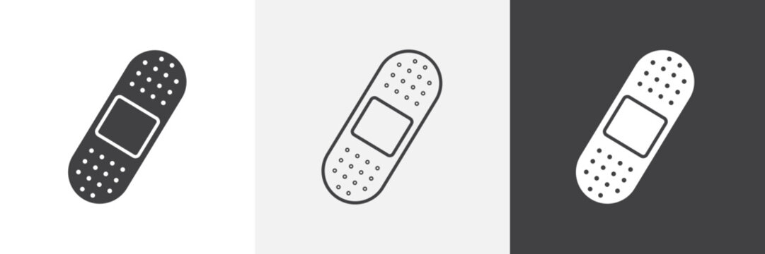 bandaid icon flat outline in black