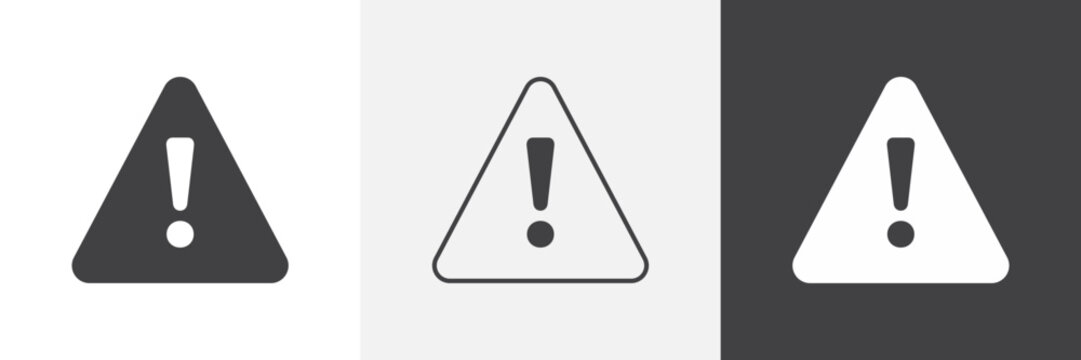attention sign flat outline in black