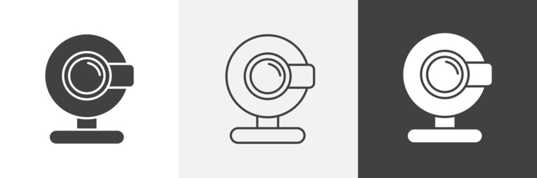 Webcam icon flat outline in black