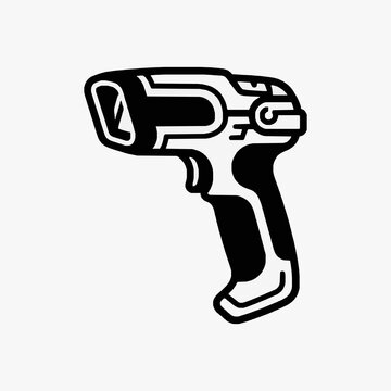 Clean Black and White Line Drawing of a Stylized Power Drill with DPG Logo Minimalist Design with high quality professional line art symbols for modern creative design and digital branding projects