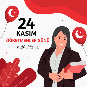 24 Kasim Ogretmenler Gunu Square Social Media Post Female Teacher