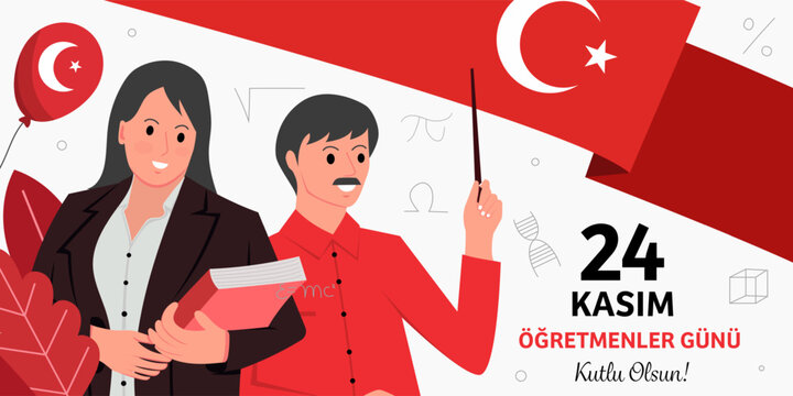 24 Kasim Ogretmenler Gunu Landscape Banner Design Teachers Vector