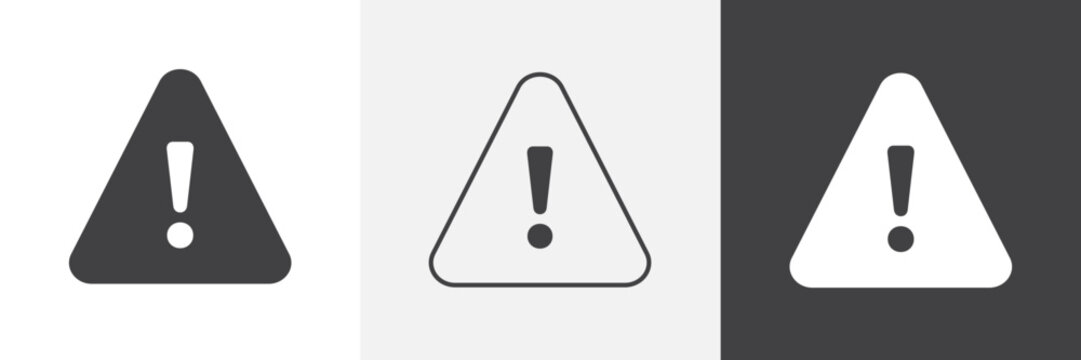Warning triangle icon flat outline in black