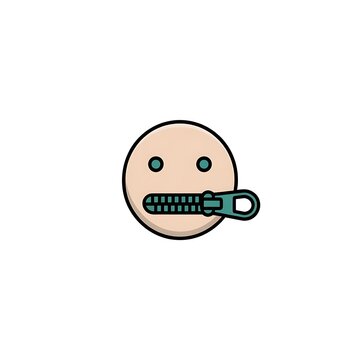 Emoji face with a zipper mouth icon