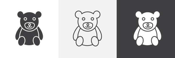 Obraz premium Teddy bear icon flat outline in black