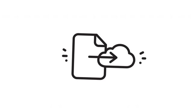 Document cloud upload icon symbol for digital file storage. Suitable for websites, software, presentations, and infographics related to data management.