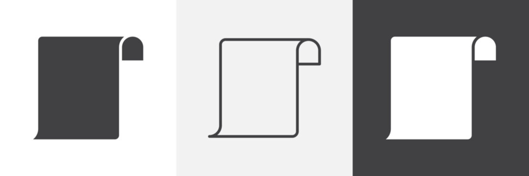 Scroll icon flat outline in black