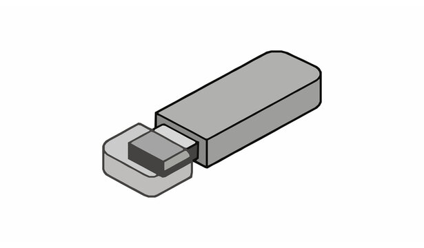 USB Flash Drive Memory Stick Minimal Vector Illustration