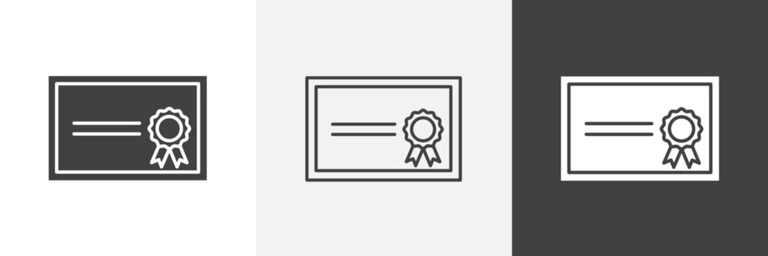Qualification icon flat outline in black