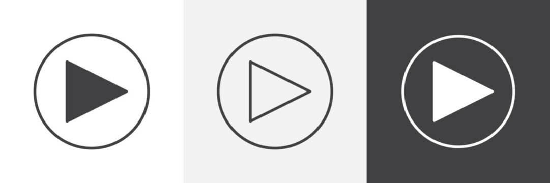Play icon flat outline in black