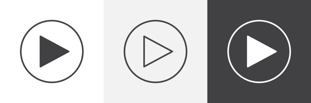 Play icon flat outline in black