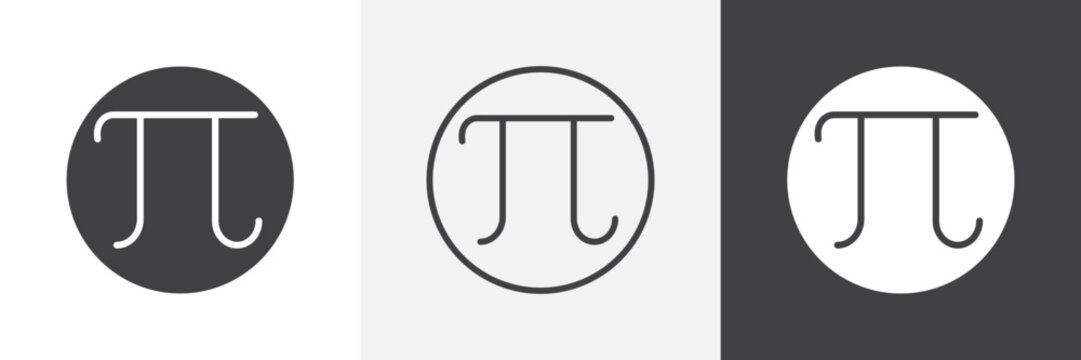 Pi icon flat outline in black