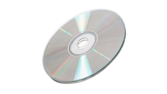Blank silver optical compact disc CD DVD isolated on transparent background