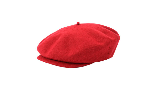 Classic red wool beret hat fashion accessory isolated on transparent background