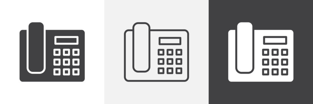 Office phone icon flat outline in black