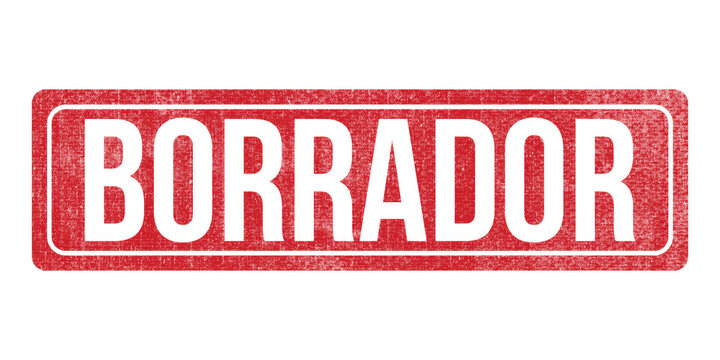 Borrador red rubber stamp icon. Grungy red draft seal with Spanish text. Distressed rectangular Borrador ink mark for business documents.
