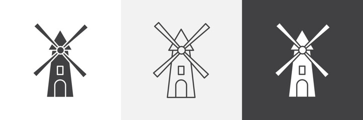 Fototapeta premium Mill icon flat outline in black