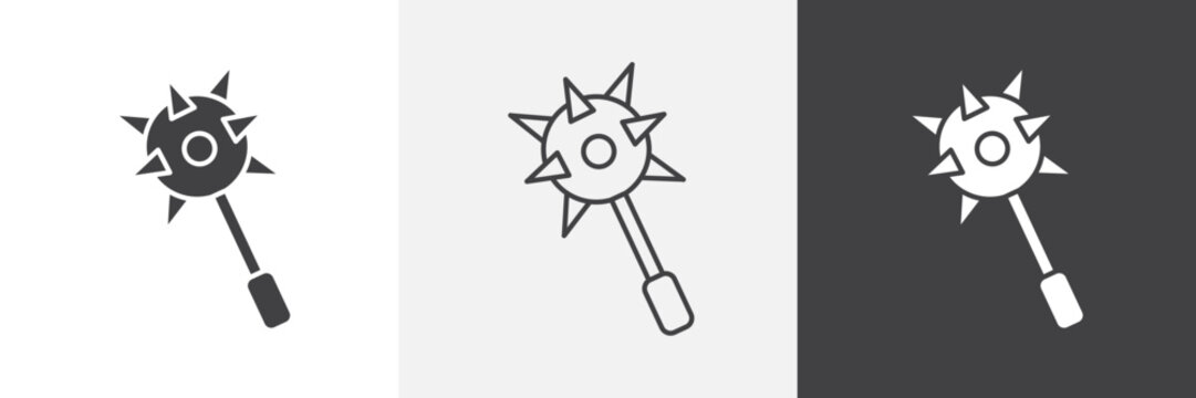 Mace icon flat outline in black