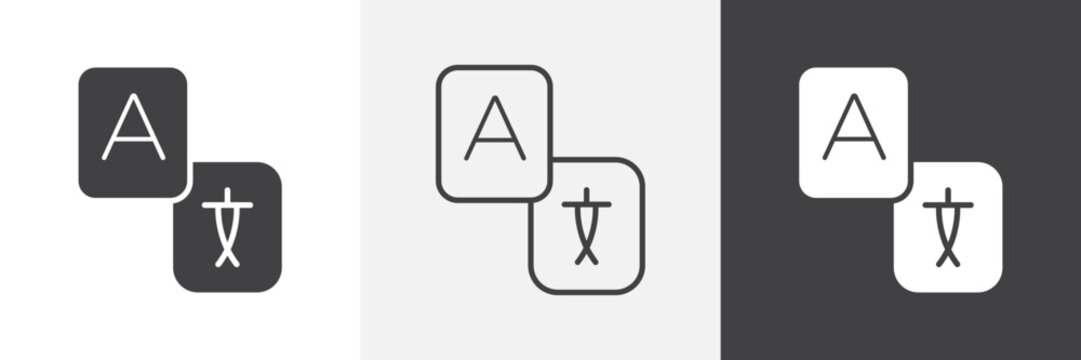 Language icon flat outline in black