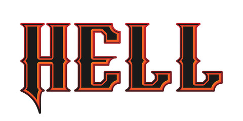 Dark gothic style hell text effect with sharp typography isolated PNG © Ndoewer