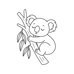 Cute Koala Sleeping on Tree © ieps