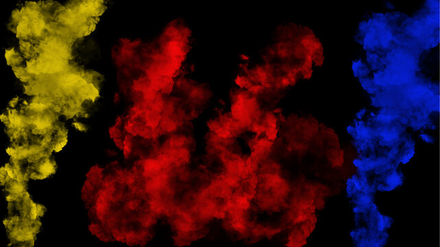 Red blue and yellow smoke effect